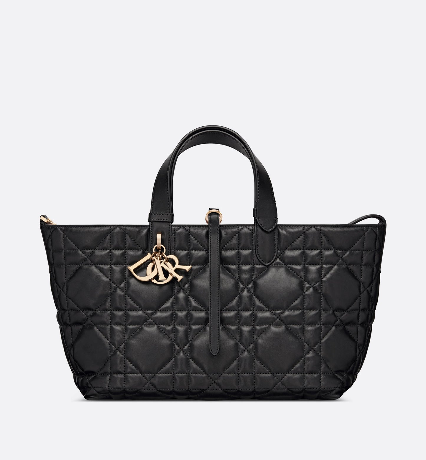 Medium Luxury Dior Toujours Bag Black Macrocannage Calfskin