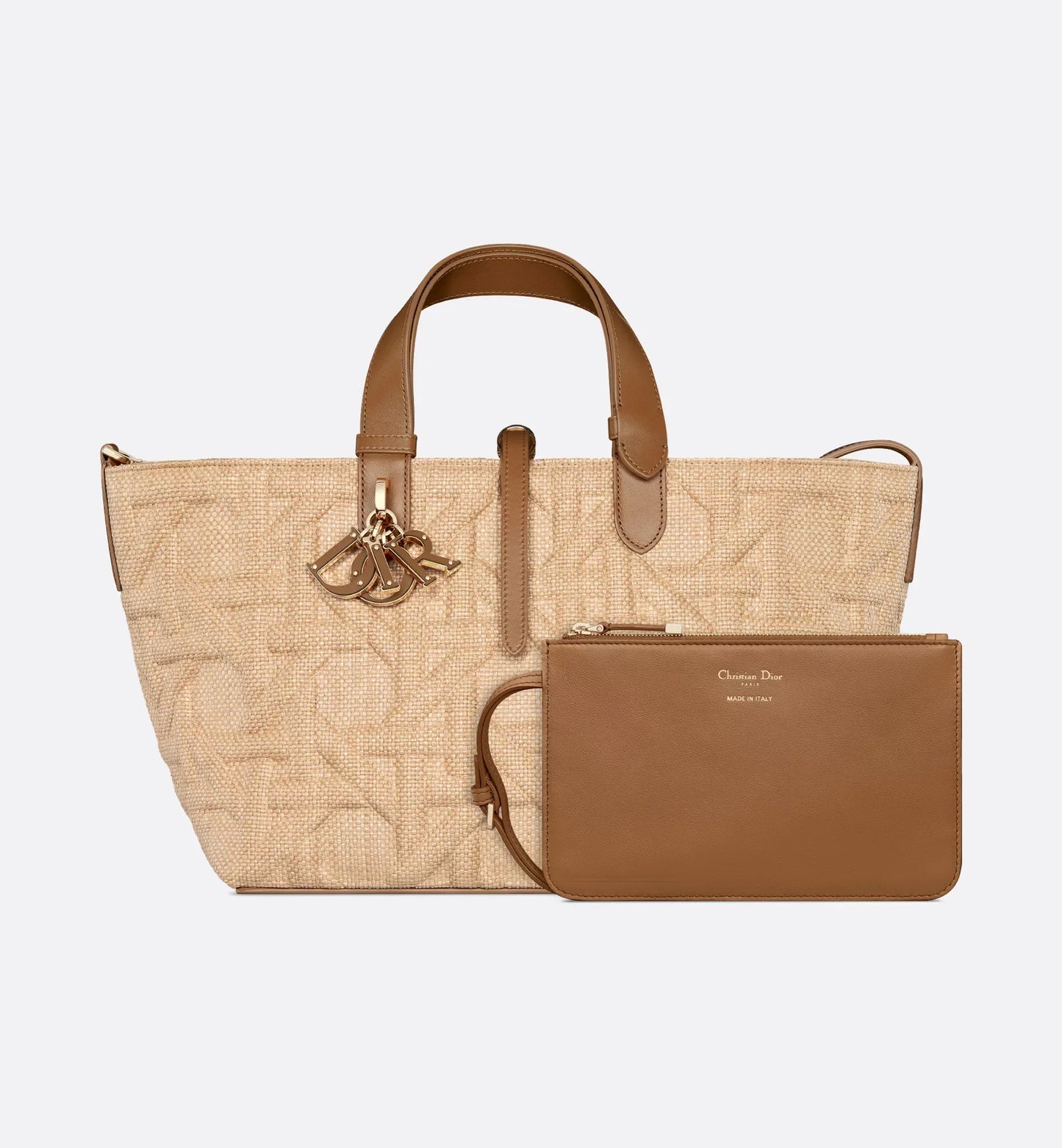 Medium Luxury Dior Toujours Bag Beige Graphic Cannage Raffia