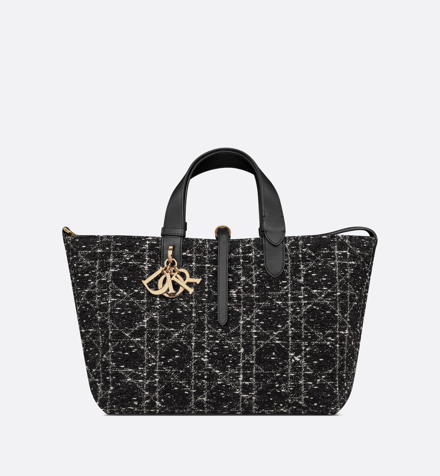 Medium Luxury Dior Toujours Bag Black Cannage Tweed