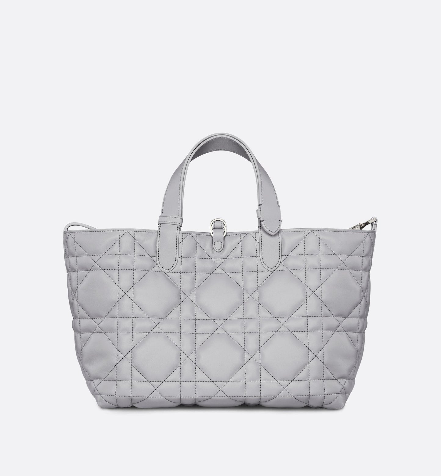 Medium Luxury Dior Toujours Bag Gray Macrocannage Calfskin