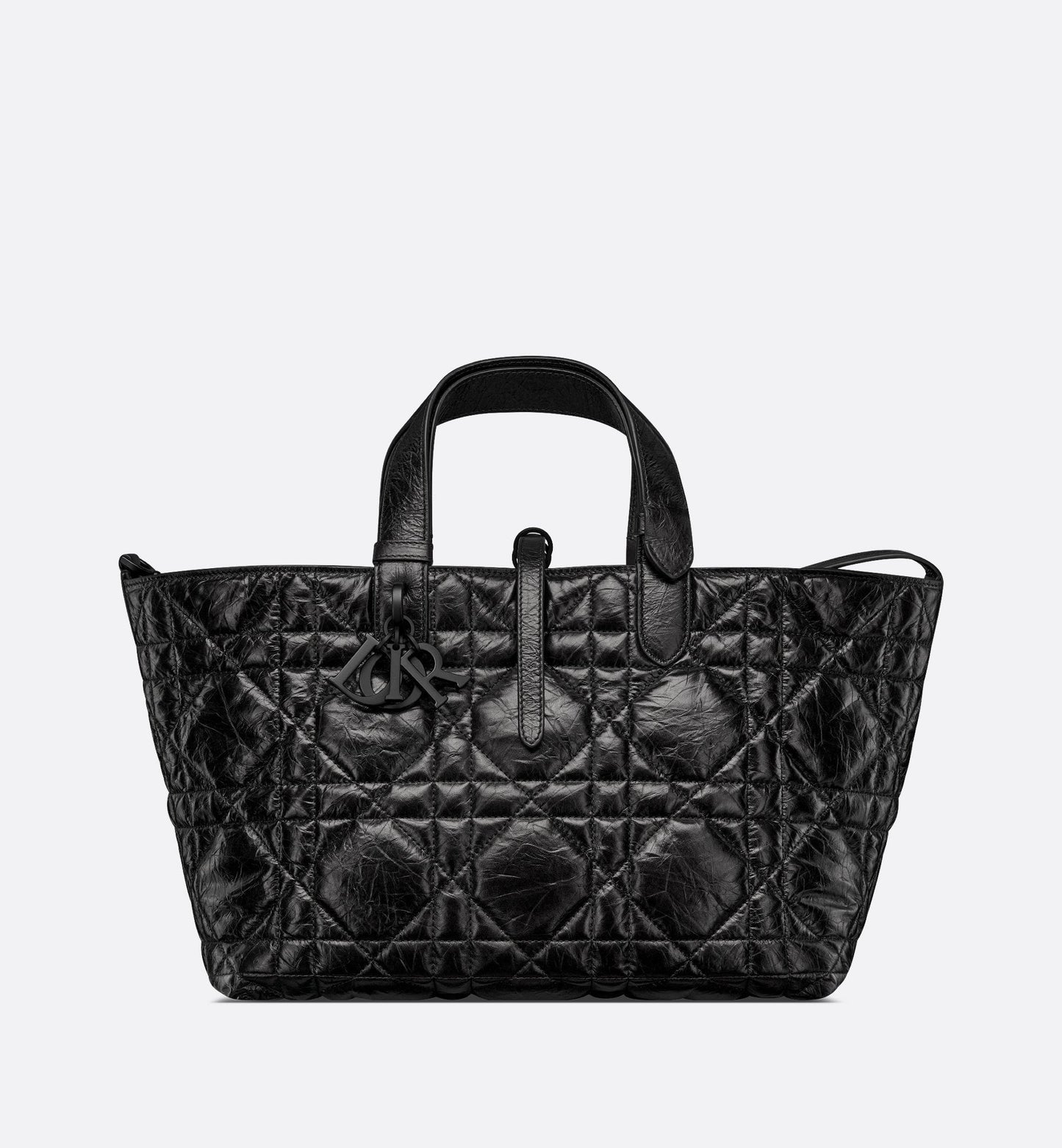 Medium Luxury Dior Toujours Bag Black Macrocannage Crinkled Calfskin