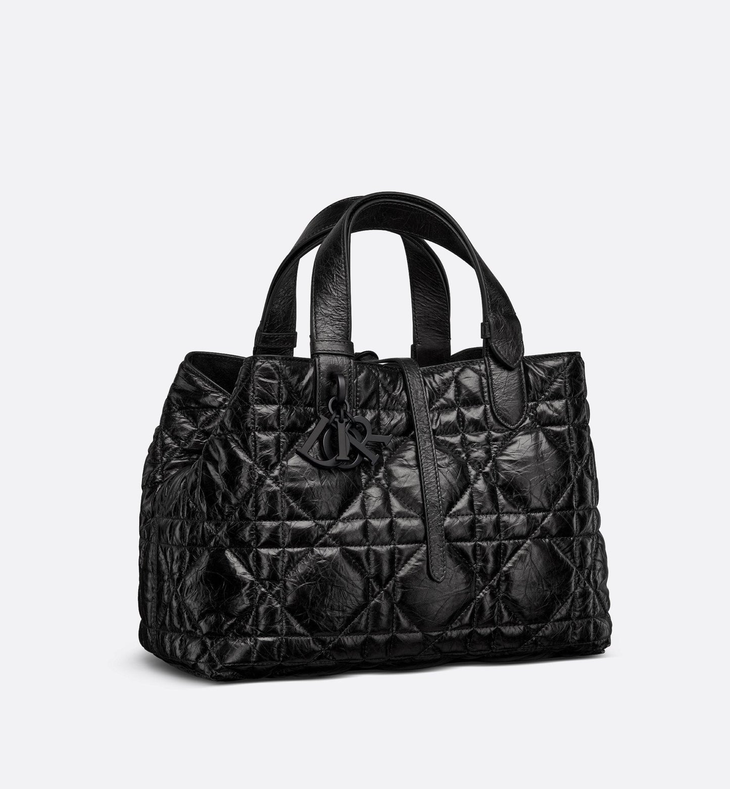 Medium Luxury Dior Toujours Bag Black Macrocannage Crinkled Calfskin