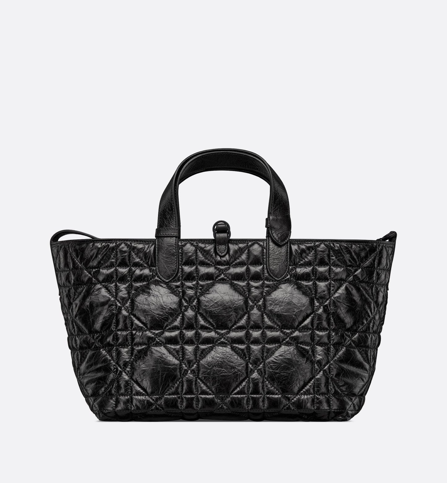 Medium Luxury Dior Toujours Bag Black Macrocannage Crinkled Calfskin