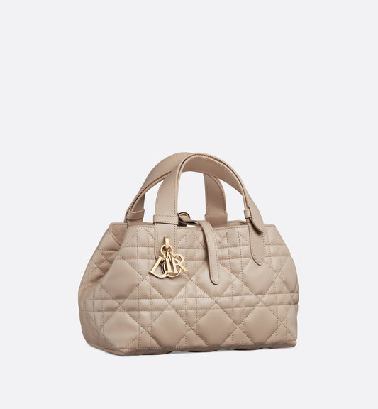 Small Luxury Dior Toujours Bag Powder Beige Macrocannage Calfskin