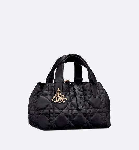 Small Luxury Dior Toujours Bag Black Macrocannage Calfskin