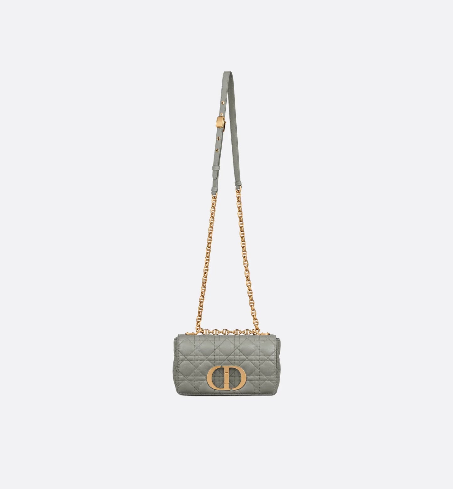 Small Luxury Dior Caro Bag Stone Gray Supple Cannage Calfskin