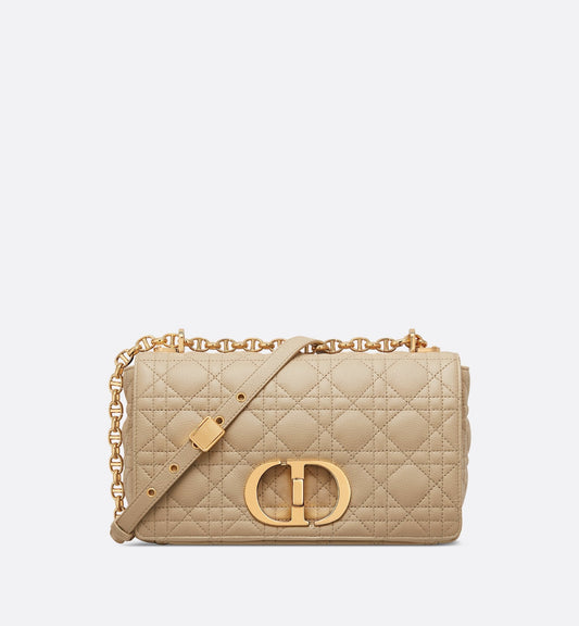 Medium Luxury Dior Caro Bag Rope Beige Cannage Supple Calfskin And Lambskin