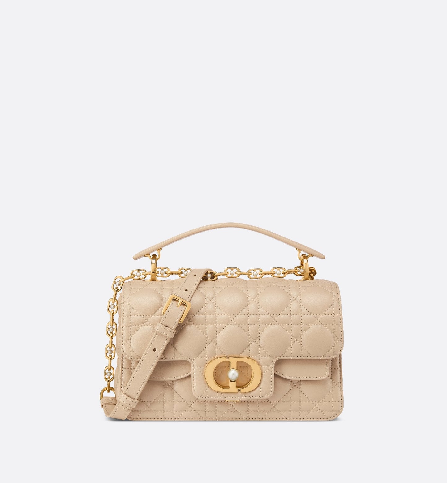 Small Luxury Dior Jolie Top Handle Bag Powder Beige Cannage Calfskin