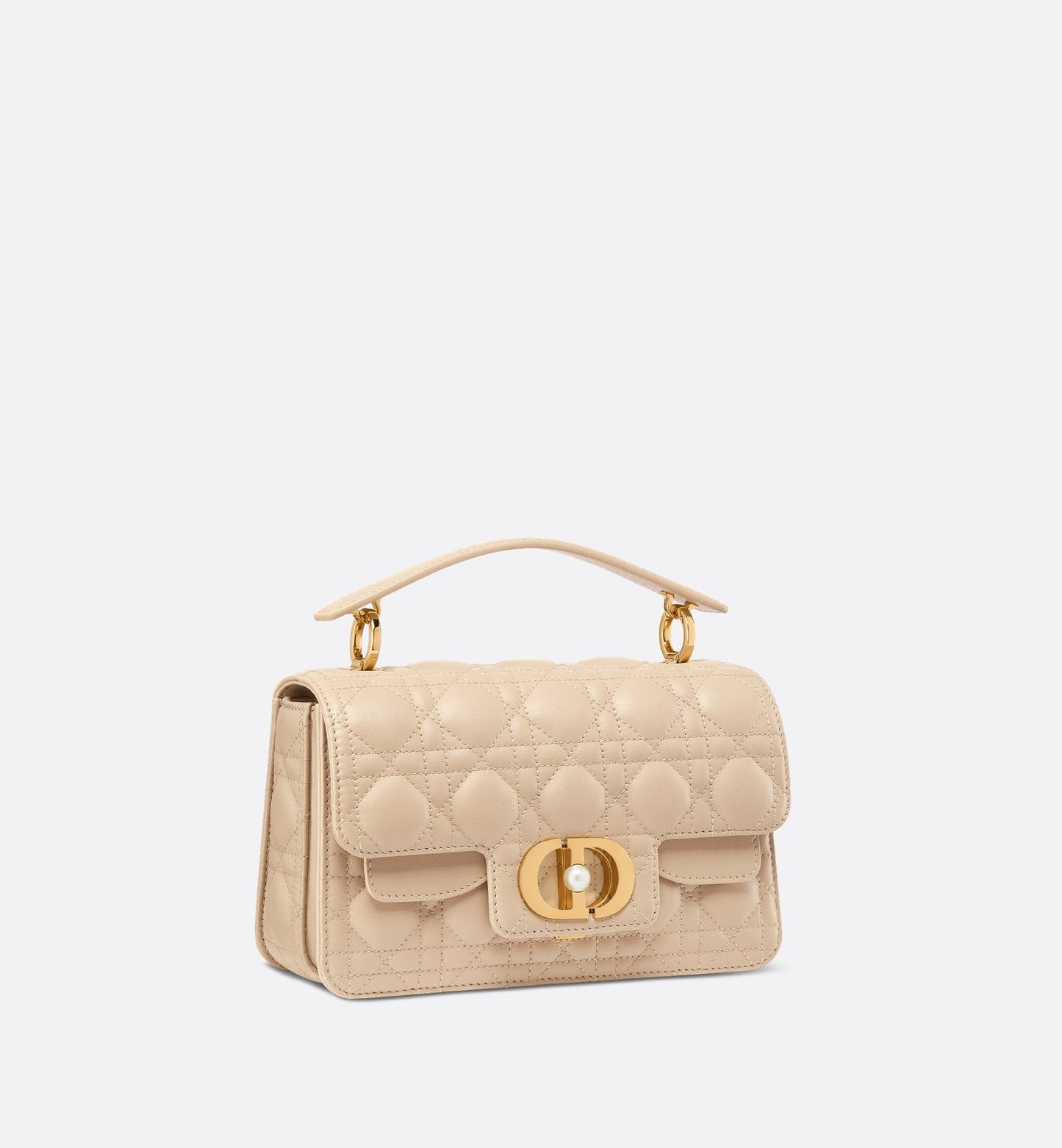 Small Luxury Dior Jolie Top Handle Bag Powder Beige Cannage Calfskin