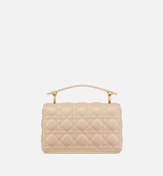 Small Luxury Dior Jolie Top Handle Bag Powder Beige Cannage Calfskin