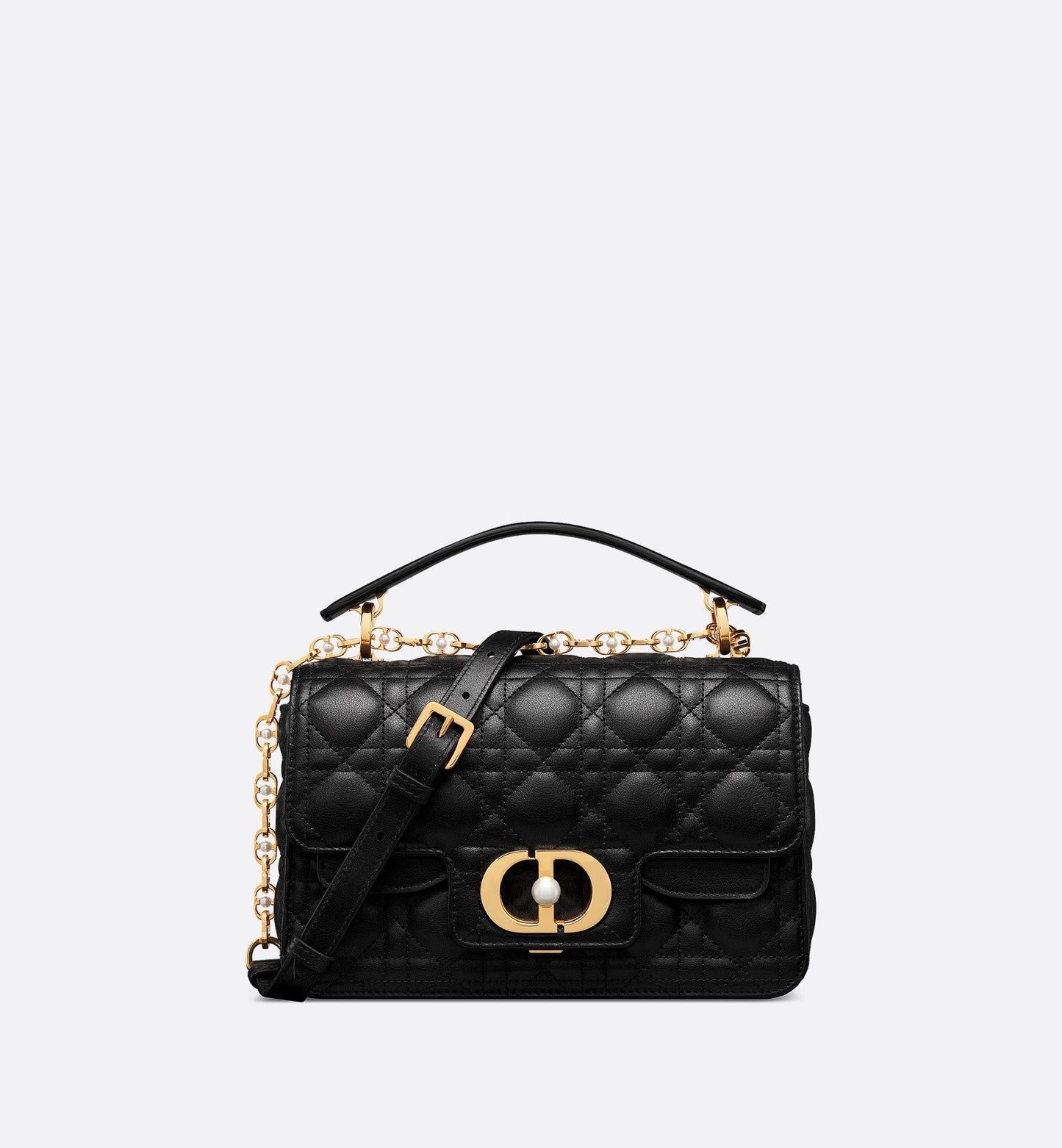 Small Luxury Dior Jolie Top Handle Bag Black Cannage Calfskin