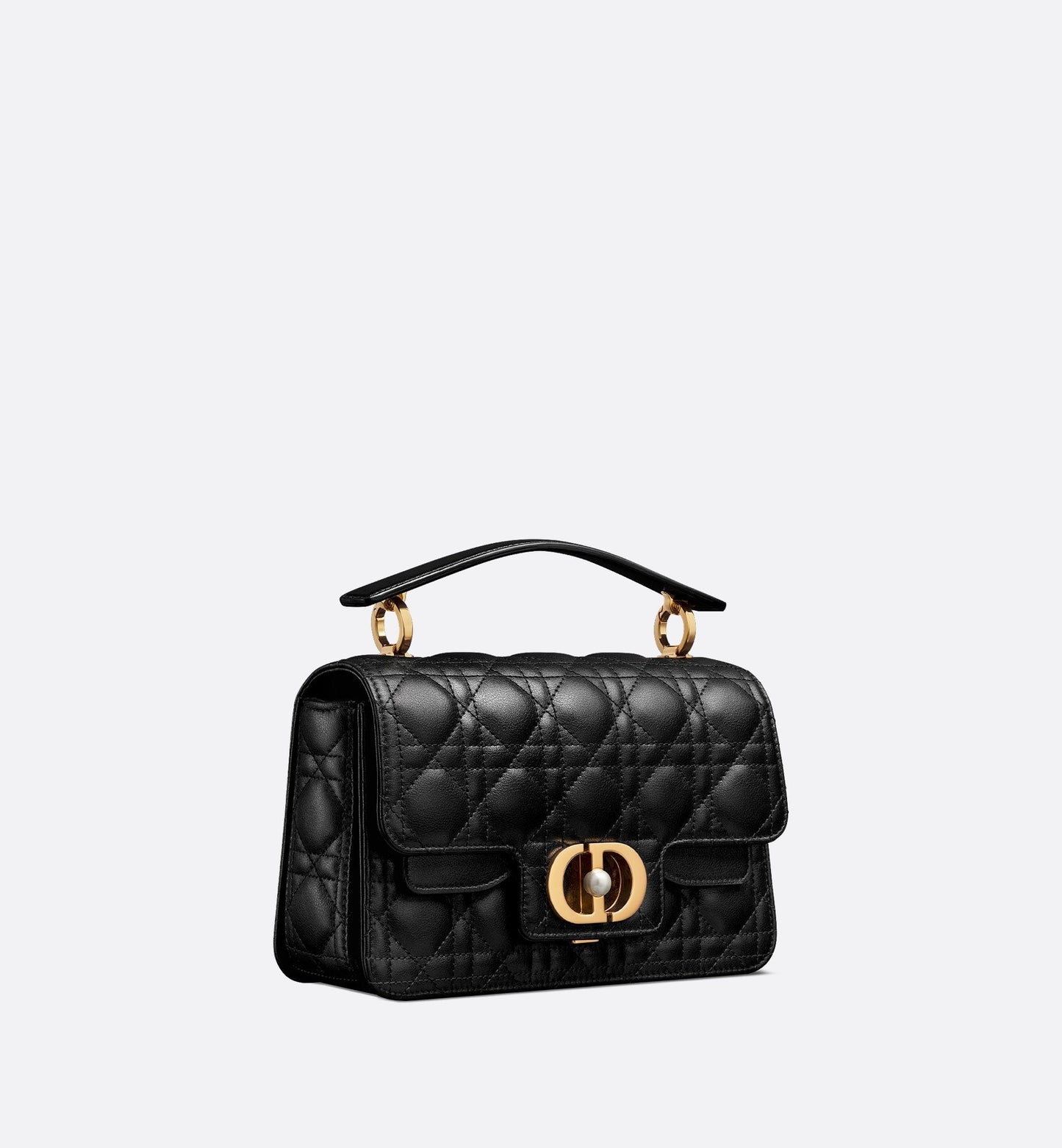 Small Luxury Dior Jolie Top Handle Bag Black Cannage Calfskin