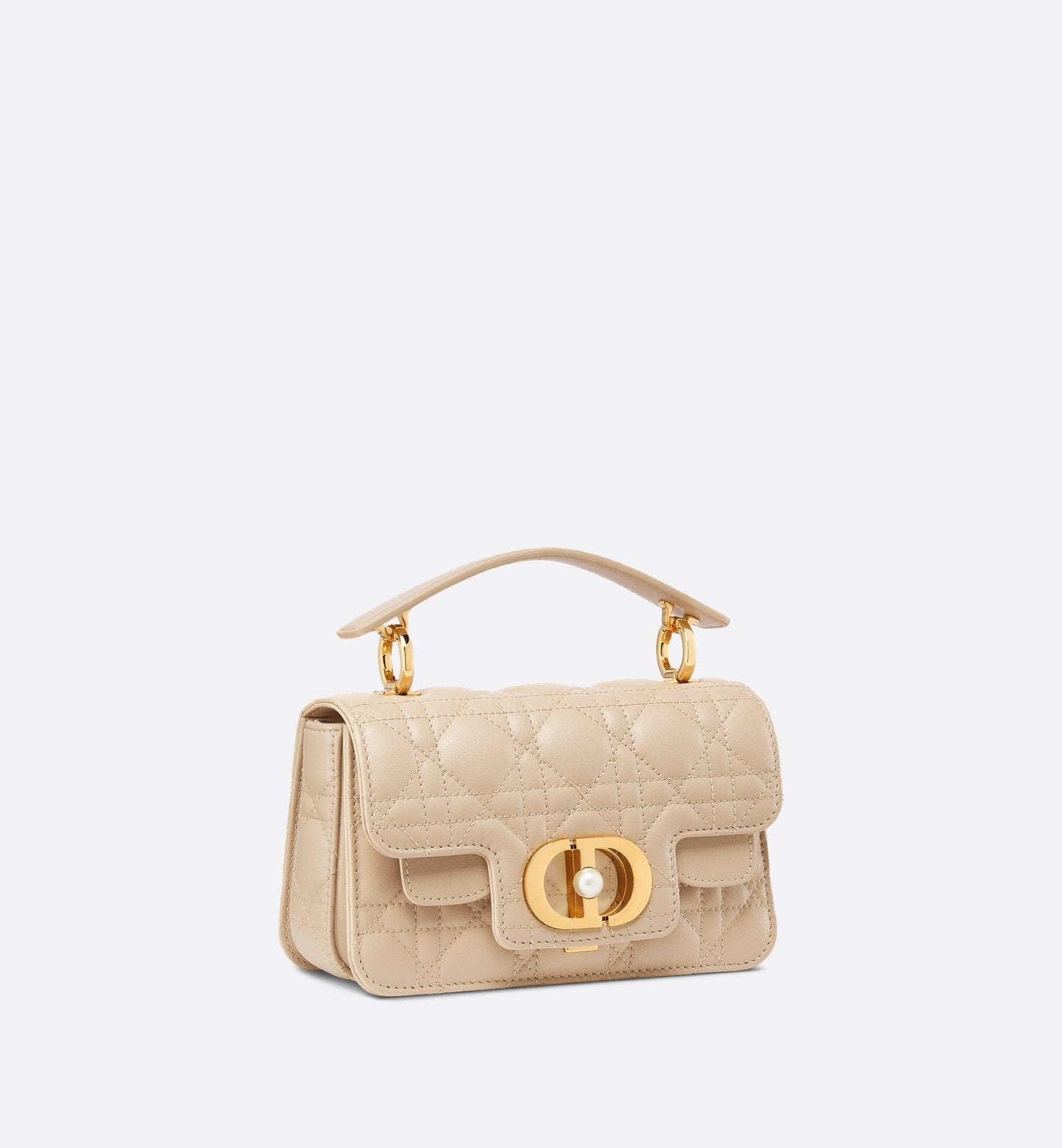 Mini Luxury Dior Jolie Top Handle Bag Powder Beige Cannage Calfskin