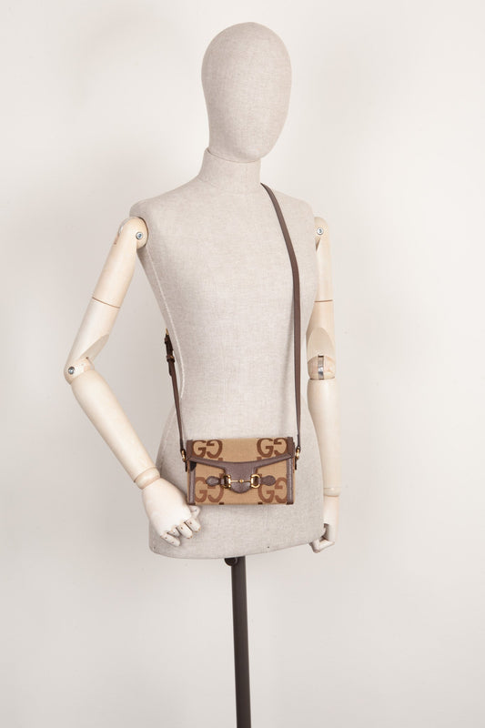 Luxury Gucci Trending 2025 Horsebit Crossbody Bag Giant GG Canvas
