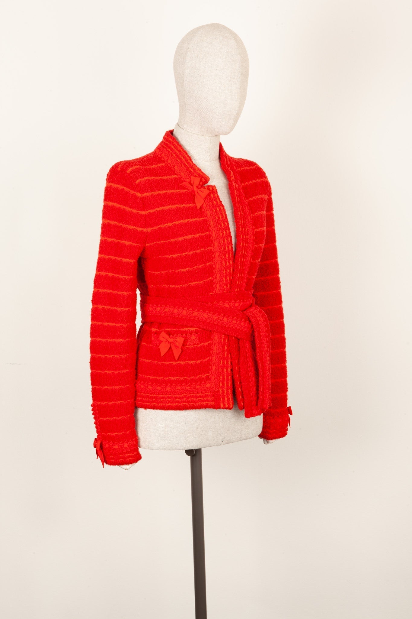 Luxury Gucci Trending 2025 Knit Jacket Red with Belt