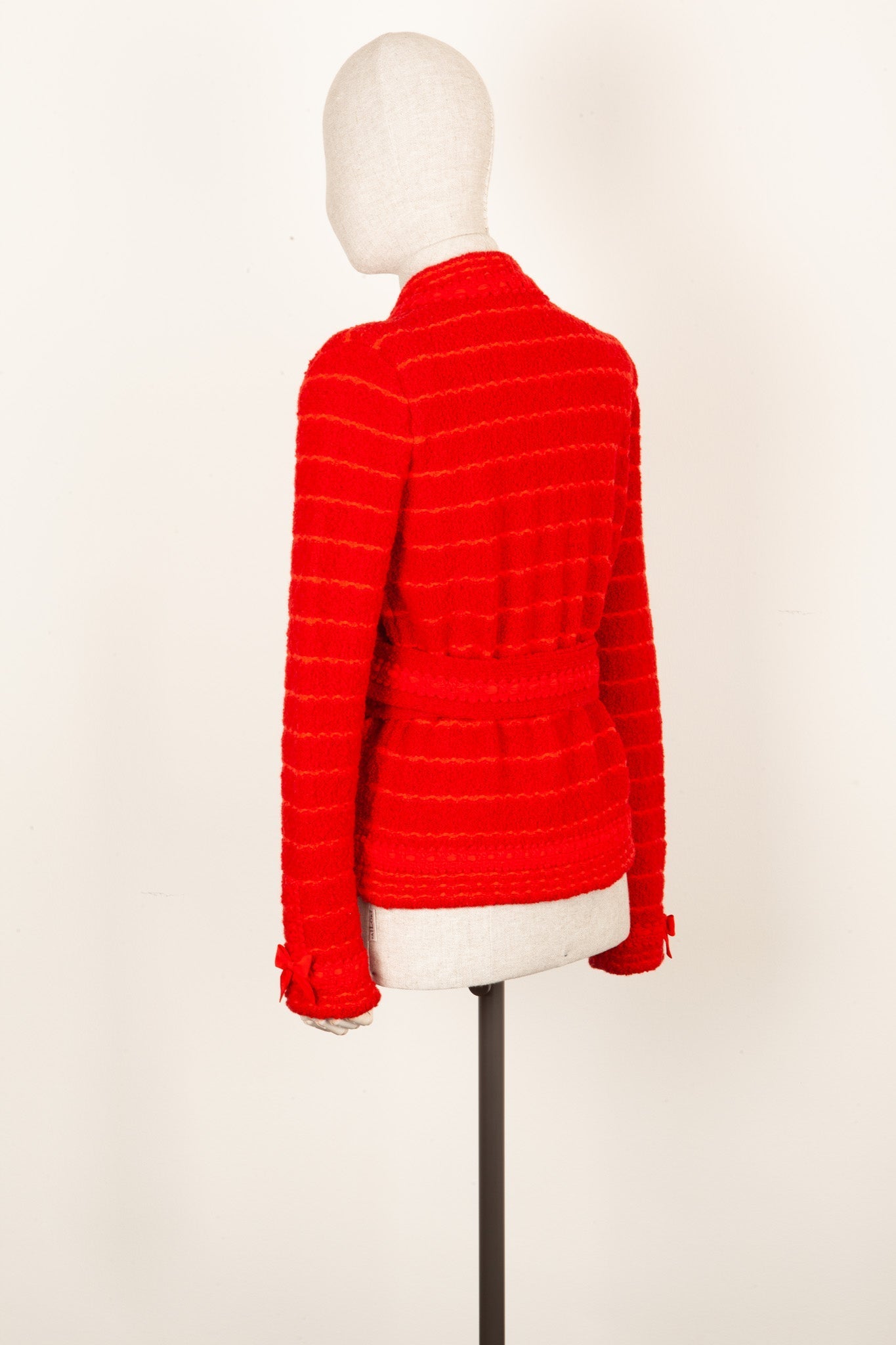 Luxury Gucci Trending 2025 Knit Jacket Red with Belt