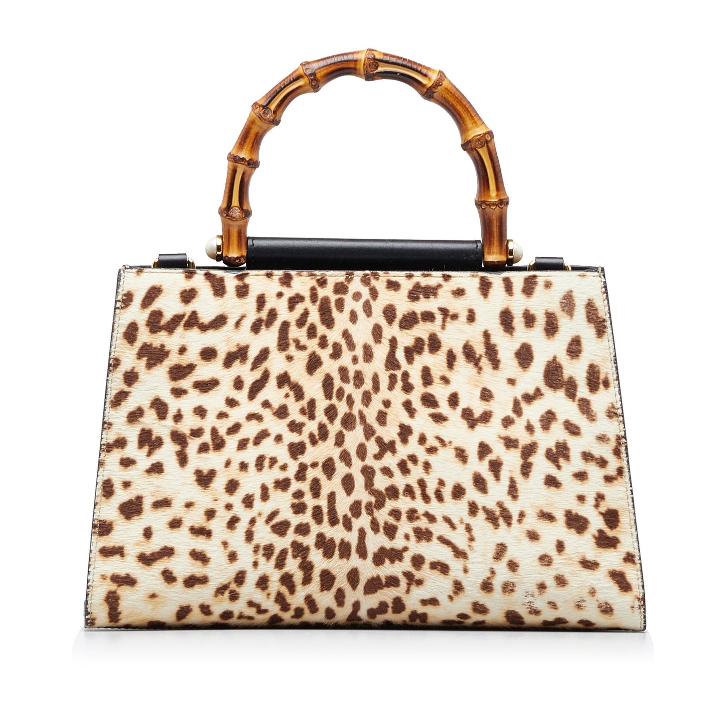 Luxury Gucci Small Bamboo Nymphaea Pony Hair Satchel