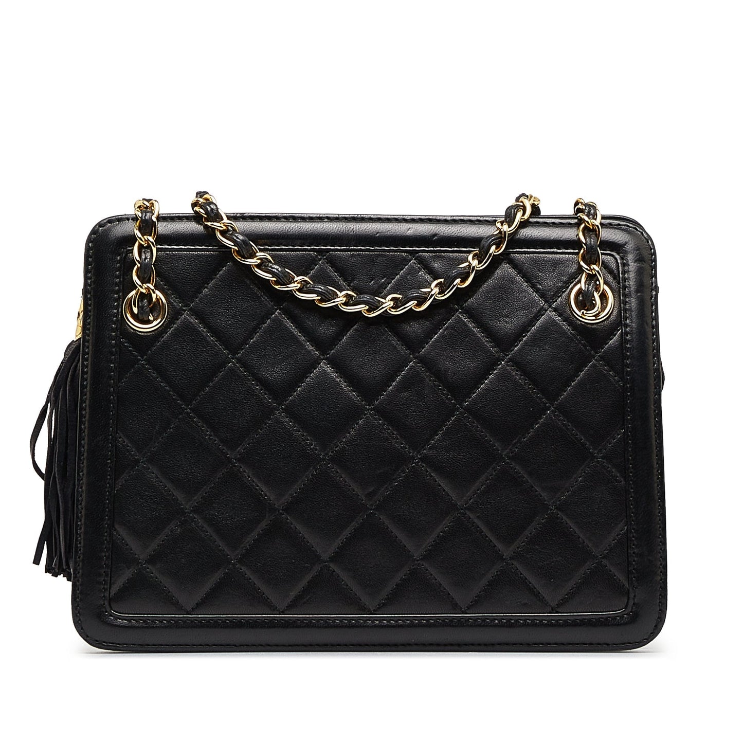Luxury Chanel Shoulder Bag Black Lambskin Gold