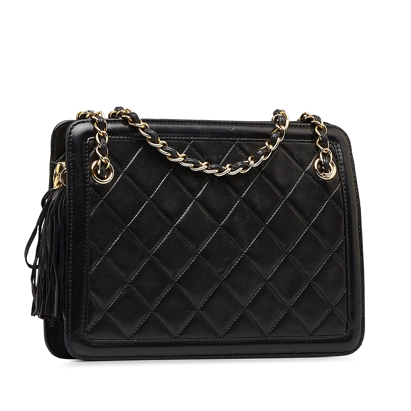 Luxury Chanel Shoulder Bag Black Lambskin Gold