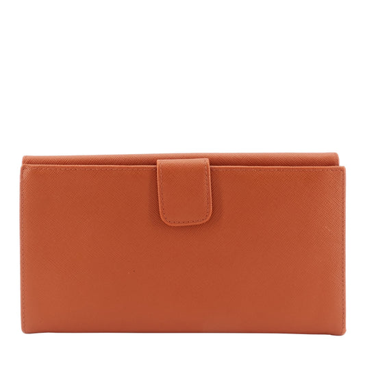 Luxury PradaContinental Logo Saffiano Leather Wallet