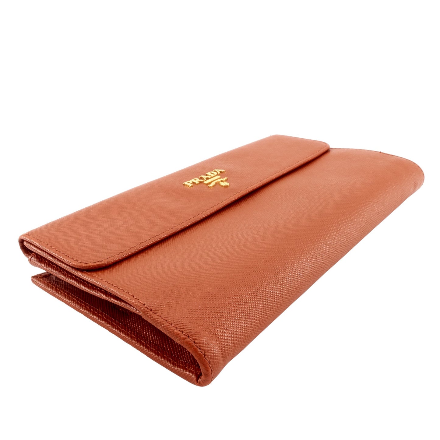Luxury PradaContinental Logo Saffiano Leather Wallet