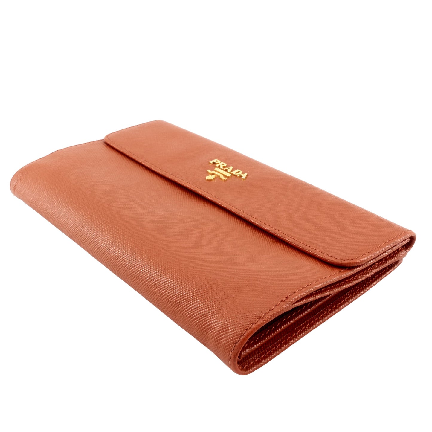 Luxury PradaContinental Logo Saffiano Leather Wallet