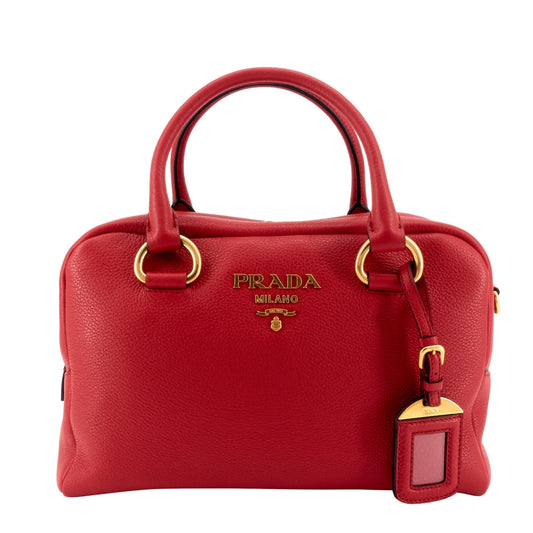 Luxury PradaConvertible Bauletto Vitello Phenix Leather Bag