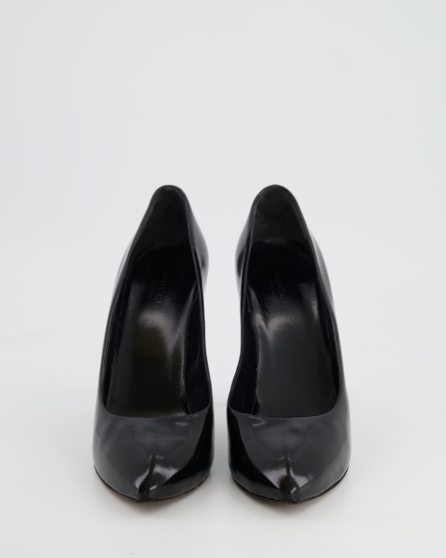 Luxury Gucci Trending 2025 Black Leather Pumps with Silver Logo Details Size EU 37.5