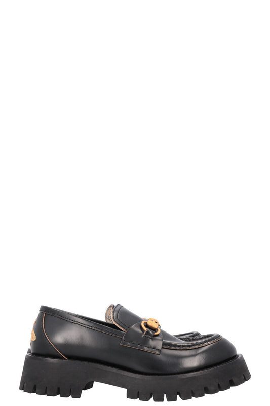 Luxury Gucci Trending 2025 Bee Embroidered Horsebit Plateau Loafers Black