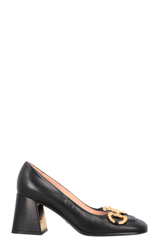 Luxury Gucci Trending 2025 Horsebit Block Heel Pumps Black