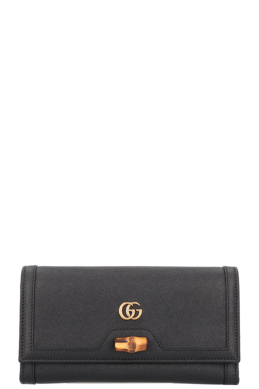 Luxury Gucci Trending 2025 Bamboo Long Wallet Black