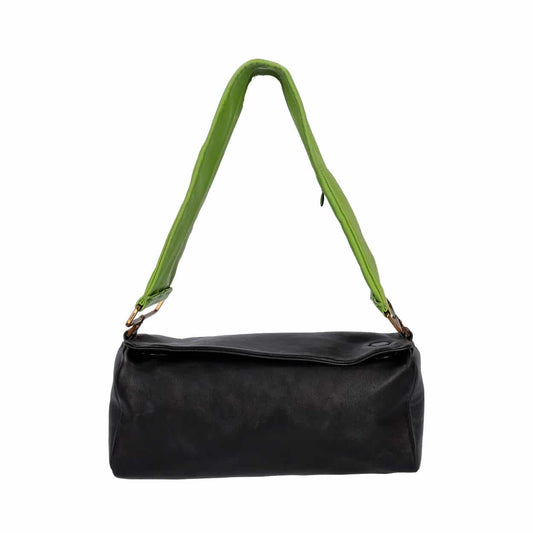 Luxury PradaLeather Shoulder Bag Black/Green