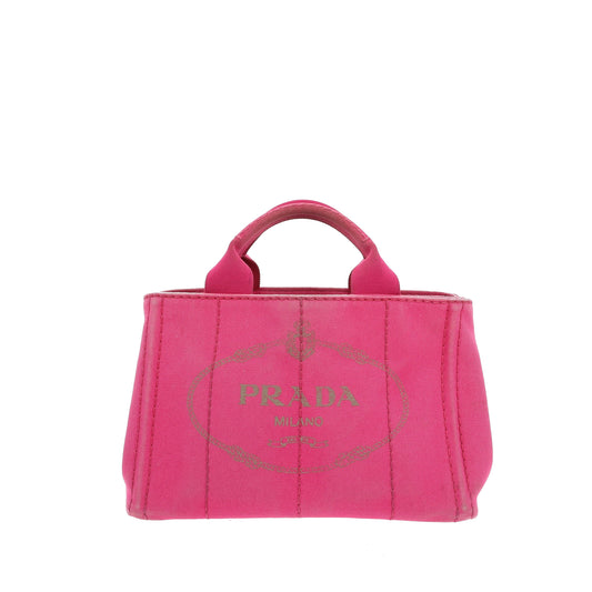 Luxury PradaCanapa Handbag in Pink Fabric