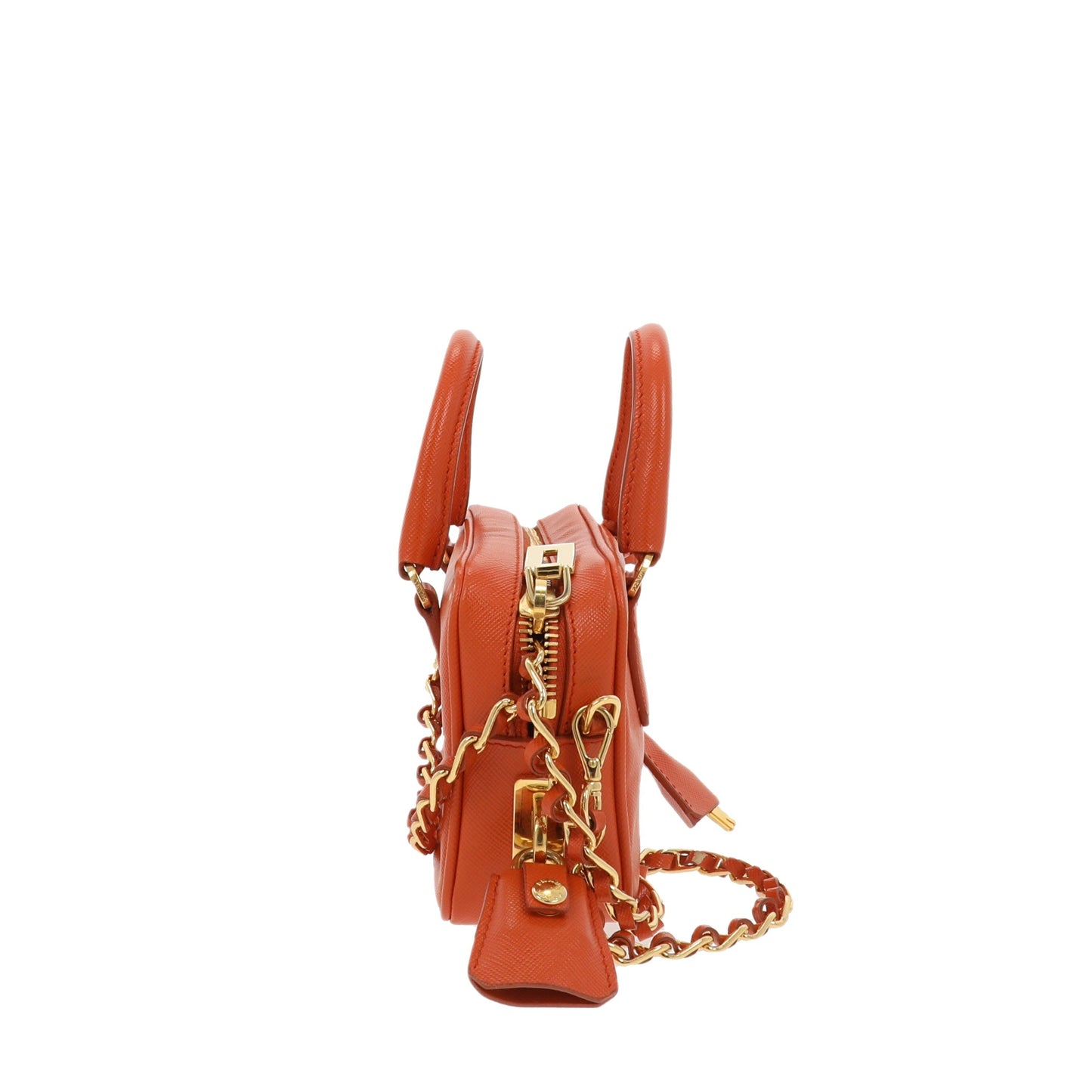 Luxury PradaGalleria Crossbody Bag in Orange Leather
