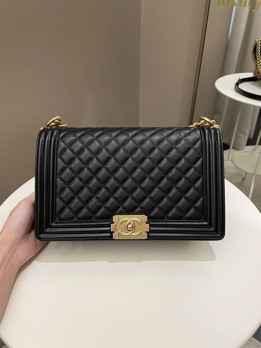 Luxury Chanel Quilted New Medium Boy Black Caviar