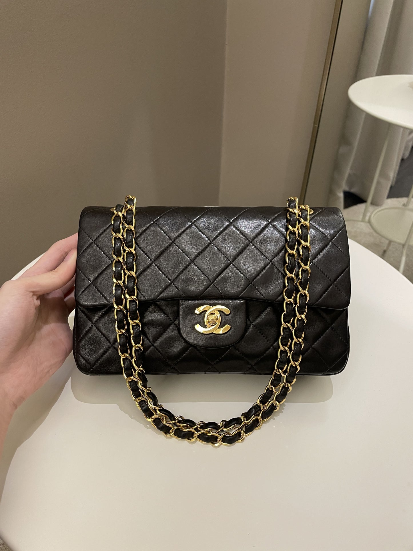 Luxury Chanel Vintage Classic Quilted Small Double Flap Black Lambskin