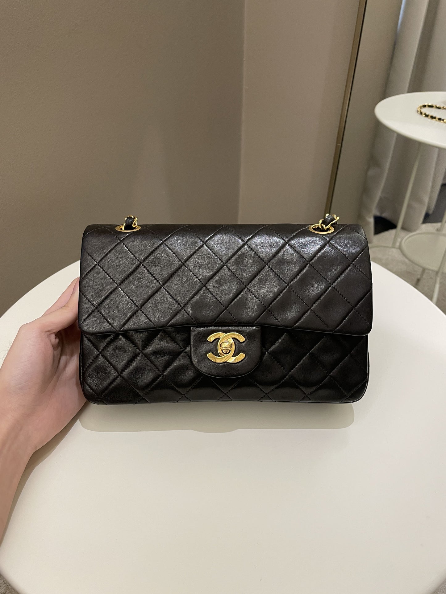 Luxury Chanel Vintage Classic Quilted Small Double Flap Black Lambskin