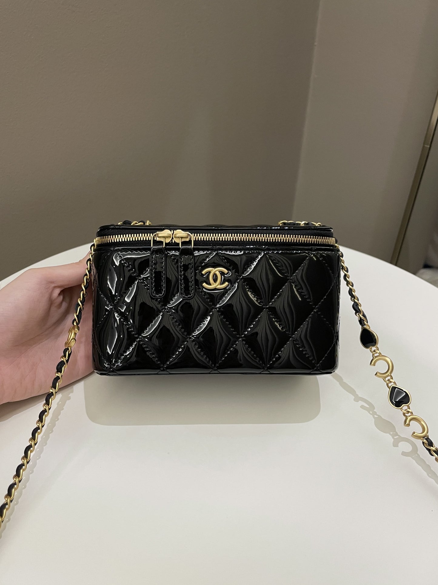 Luxury Chanel Quilted Coco Mini Vanity Rectangular Black Patent