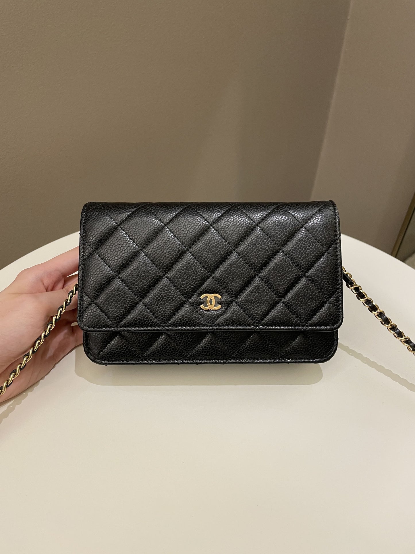 Luxury Chanel Classic Quilted Wallet on Chain Black Caviar