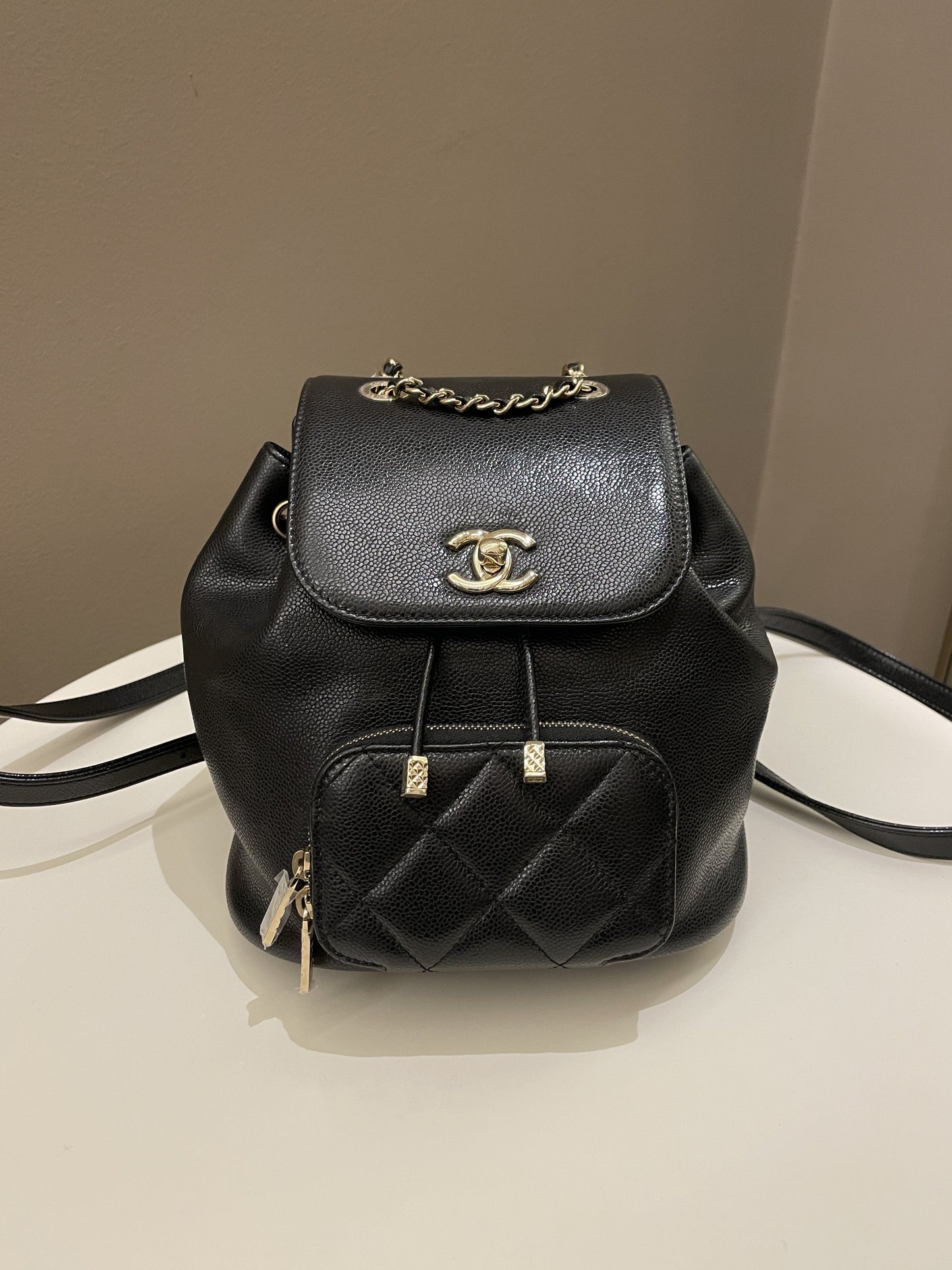 Luxury Chanel 22B Business Affinity Backpack Black Caviar