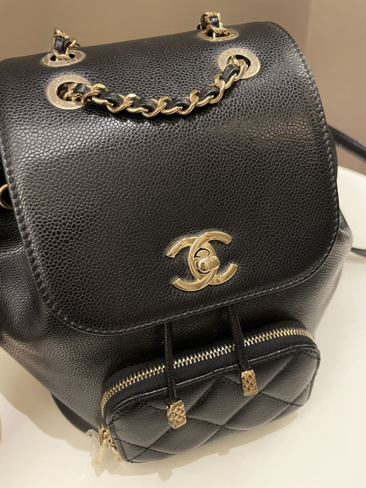 Luxury Chanel 22B Business Affinity Backpack Black Caviar