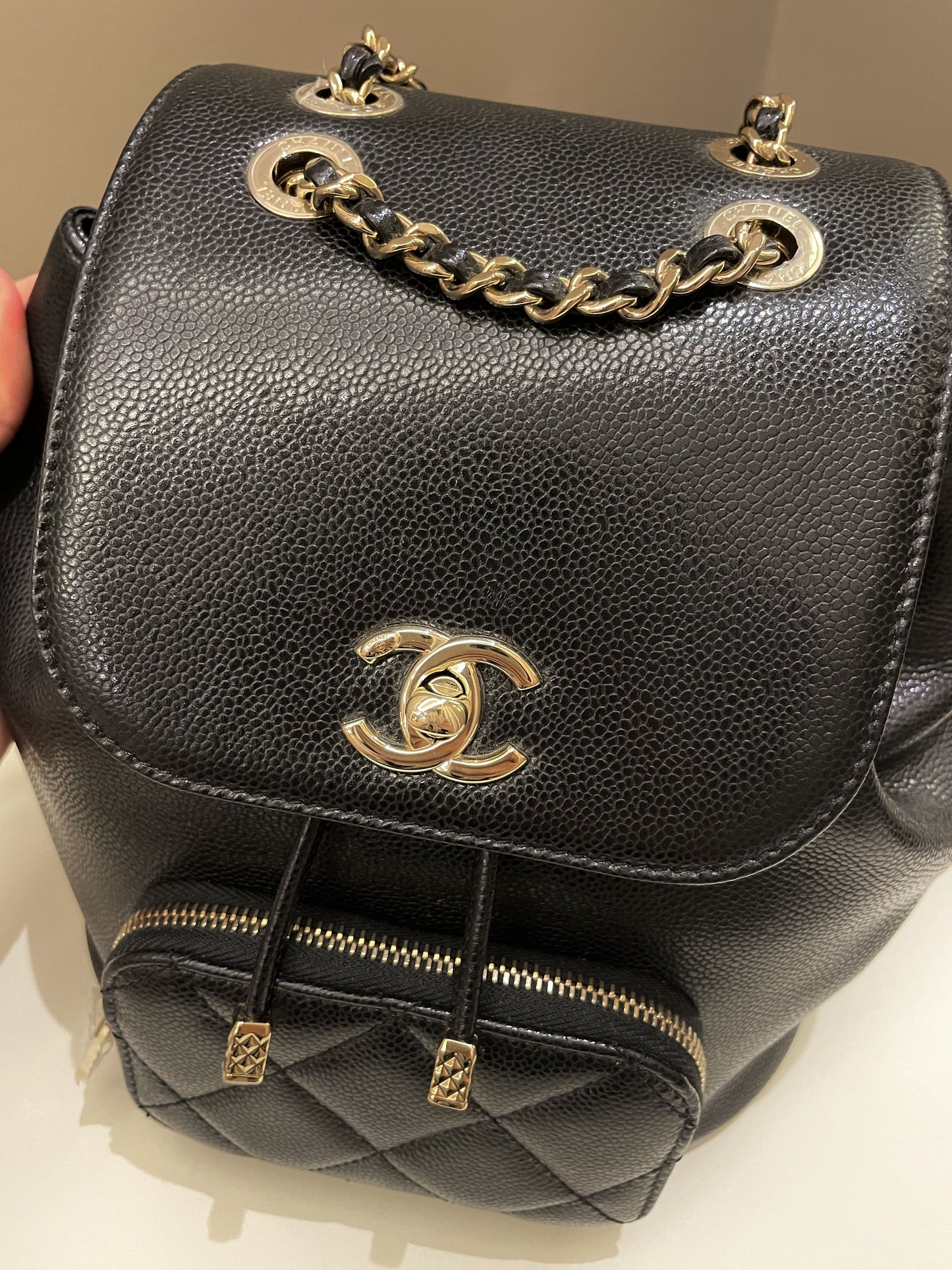 Luxury Chanel 22B Business Affinity Backpack Black Caviar