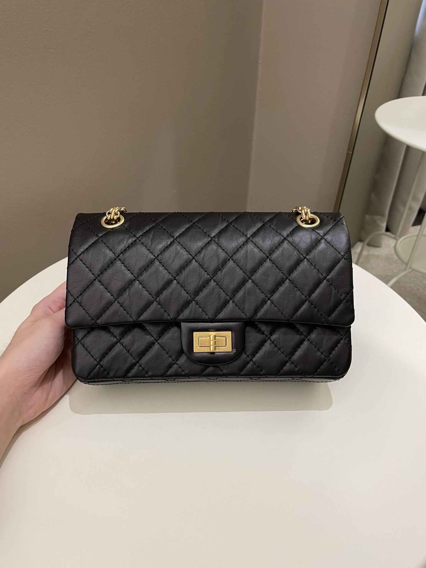 Luxury Chanel 2.55 225 Quilted Reissue Double Flap Black Aged Calfskin