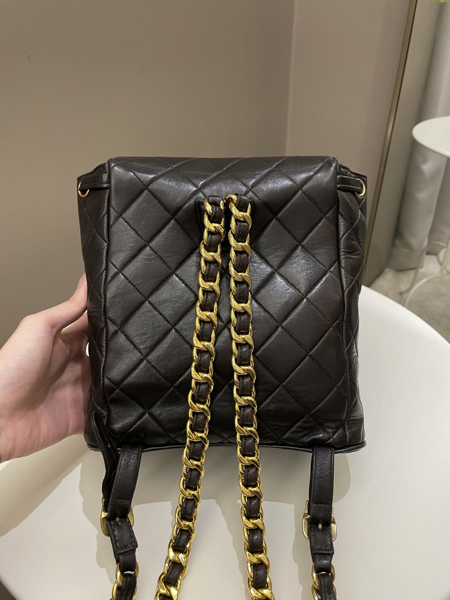 Luxury Chanel Quilted Vintage Duma Cc Backpack Brown Lambskin