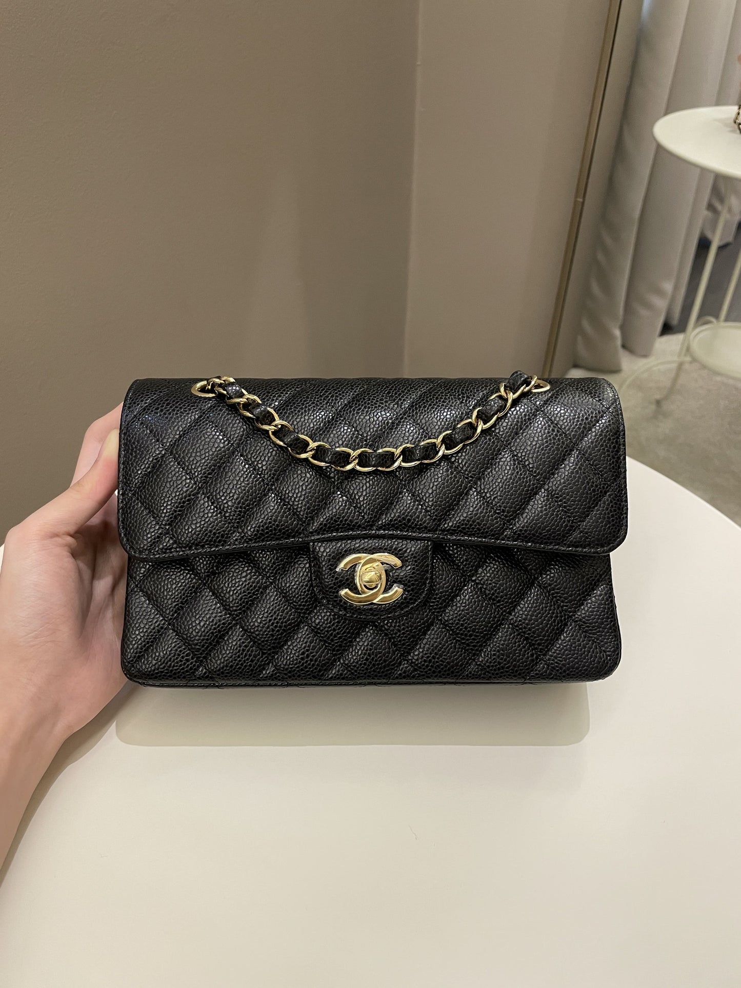 Luxury Chanel Classic Quilted Small Double Flap Black Caviar