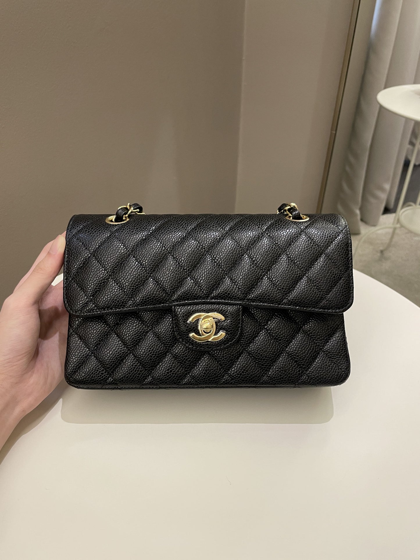 Luxury Chanel Classic Quilted Small Double Flap Black Caviar