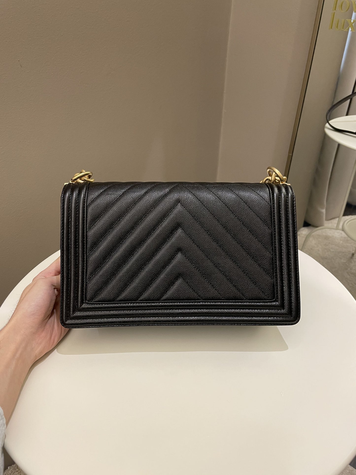 Luxury Chanel Chevron Boy New Medium Black Caviar