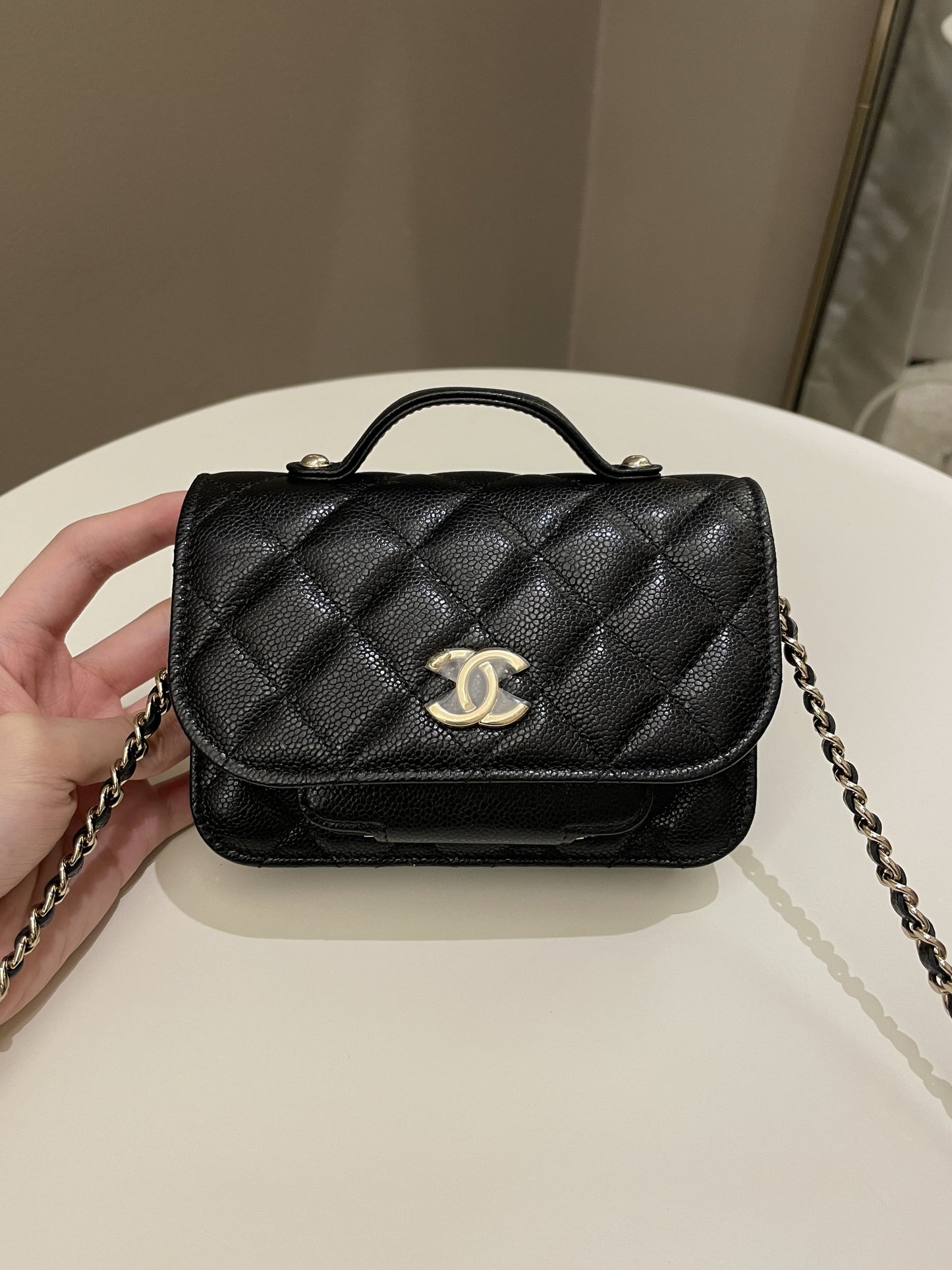 Luxury Chanel Business Affinity Clutch On Chain Black Caviar