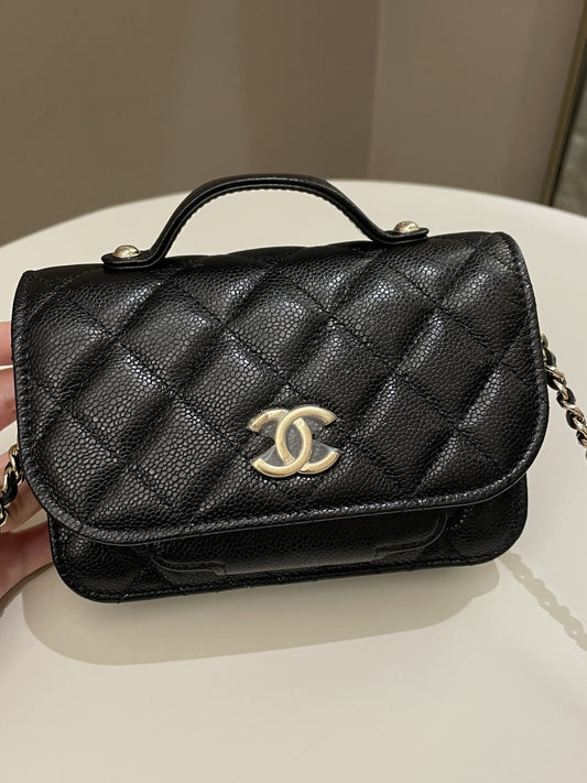 Luxury Chanel Business Affinity Clutch On Chain Black Caviar