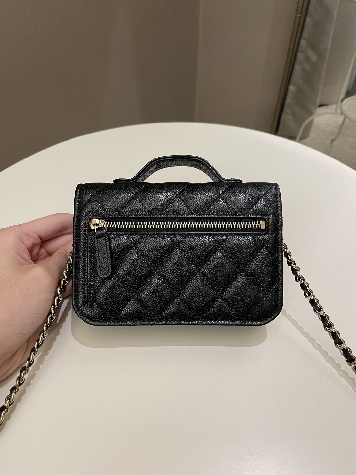 Luxury Chanel Business Affinity Clutch On Chain Black Caviar